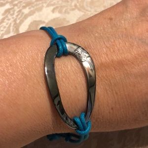 IPPOLITA NWOT BLUE GUNMETAL CORD BRACELET